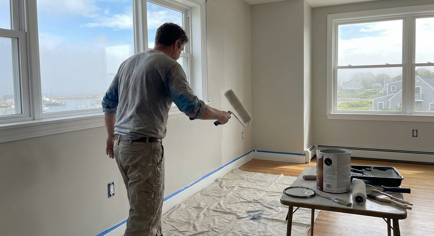 Freshly painted rental property in Mid Coast between tenants, showing clean walls and detailed trim work